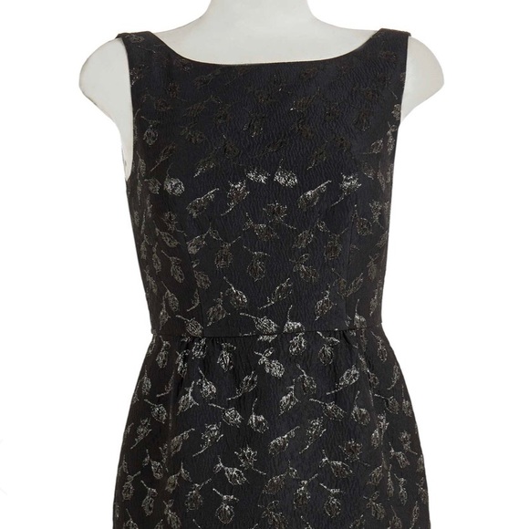 St. John Crepe Metallic Jacquard Bateau Neck Dress - Picture 2 of 4